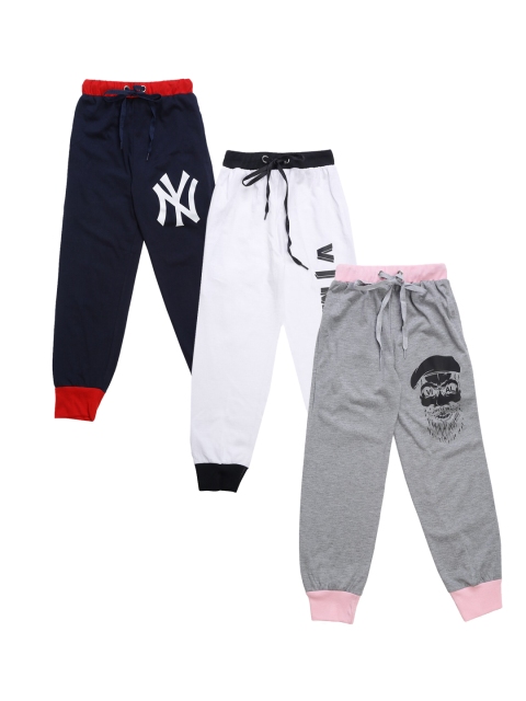 

VIMAL JONNEY Kids Pack of 3 Solid Joggers, White
