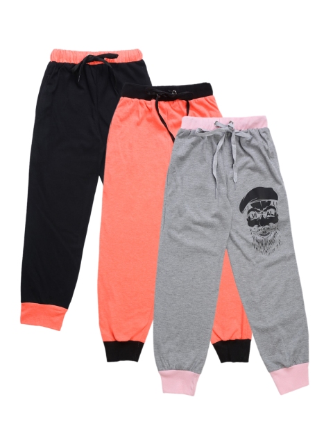 

VIMAL JONNEY Kids Pack Of 3 Printed Joggers, Peach