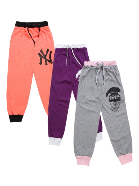 

VIMAL JONNEY Kids Pack Of 3 Solid Joggers, Peach