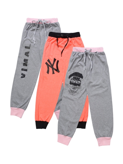 

VIMAL JONNEY Unisex Kids Pack Of 3 Solid Joggers, Grey