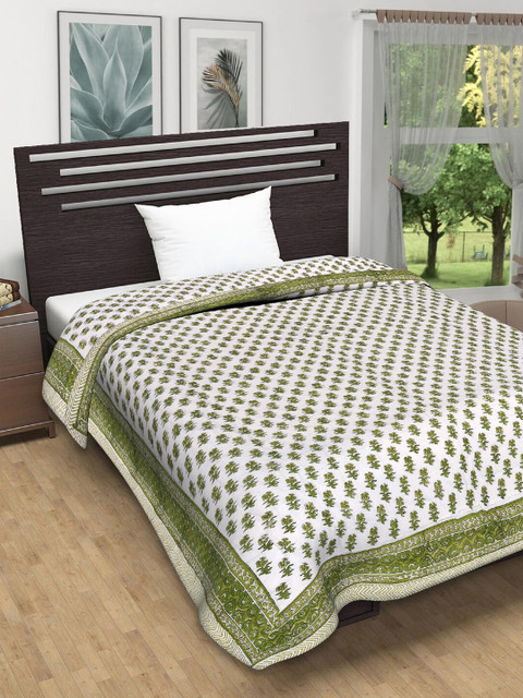 

Tistabene Unisex Off White & Green Floral Mild Winter 200 GSM Single Bed Dohar