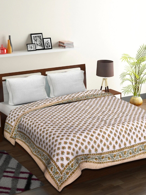 

Tistabene Unisex Off White & Green Ethnic Motifs Mild Winter 200 GSM King Double Bed Dohar
