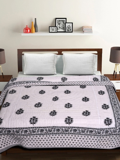 

Tistabene Unisex White & Black Floral Mild Winter 200 GSM King Double Bed Dohar