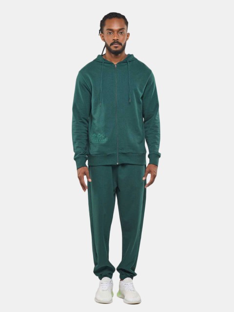 

BLUEAGE Men Green Hooded Sweatshirt