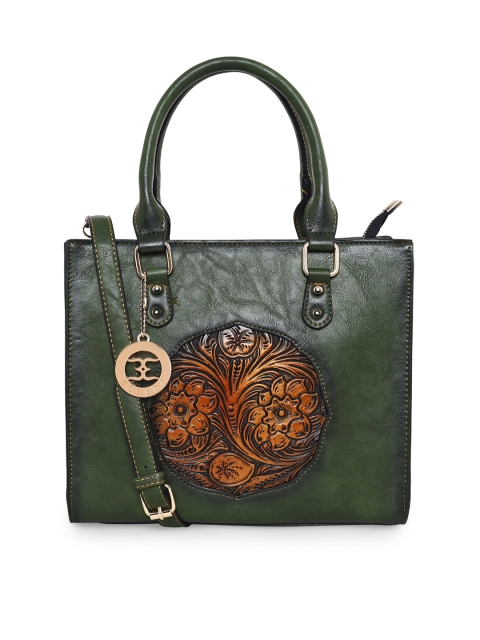 

ESBEDA Green Floral Textured Structured Handheld Bag