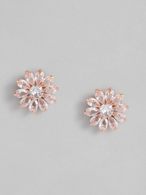 

AccessHer Rose Gold-Plated AD Studded Floral Studs