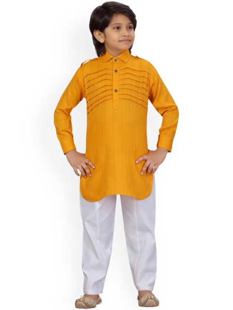 

LITTLE MAFIA BY Aarika Boys Yellow Pure Cotton Kurta with Salwar