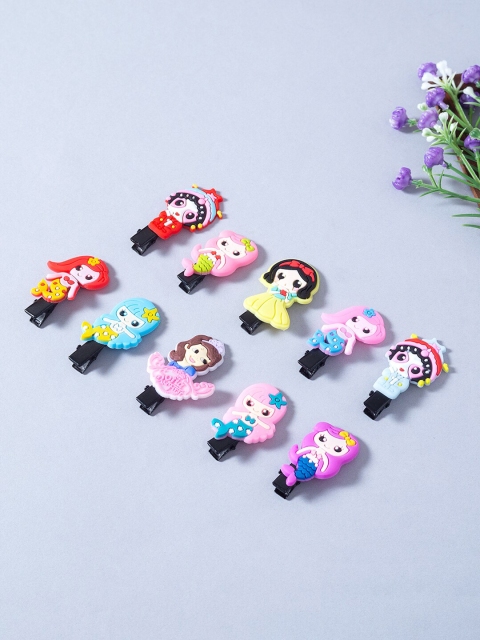 

Golden Peacock Girls Set of 10 Black & Pink Mermaid Shaped Alligator Hair Clip