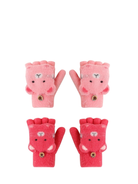

FabSeasons Kids Pack Of 2 Patterned Hand Gloves, Pink