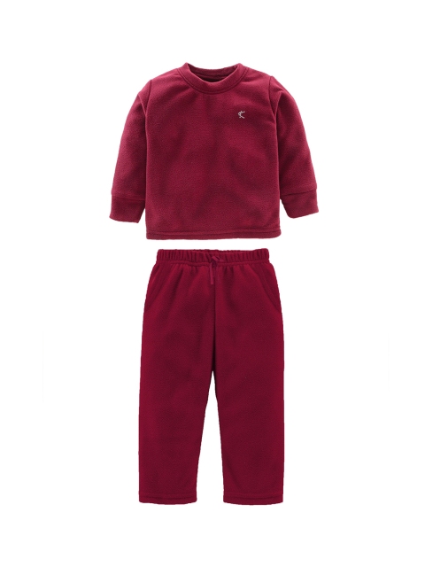 

Kanvin Boys Maroon Polar Fleece Solid Night Suit