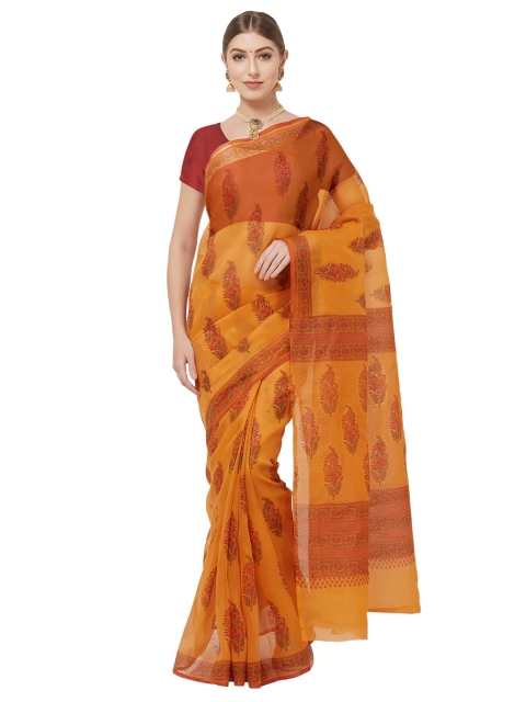 

Viva N Diva Mustard & Maroon Ethnic Motifs Zari Saree