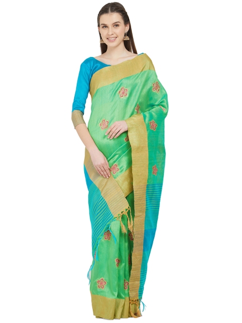 

Viva N Diva Women Green Embroidered Sambalpuri Saree