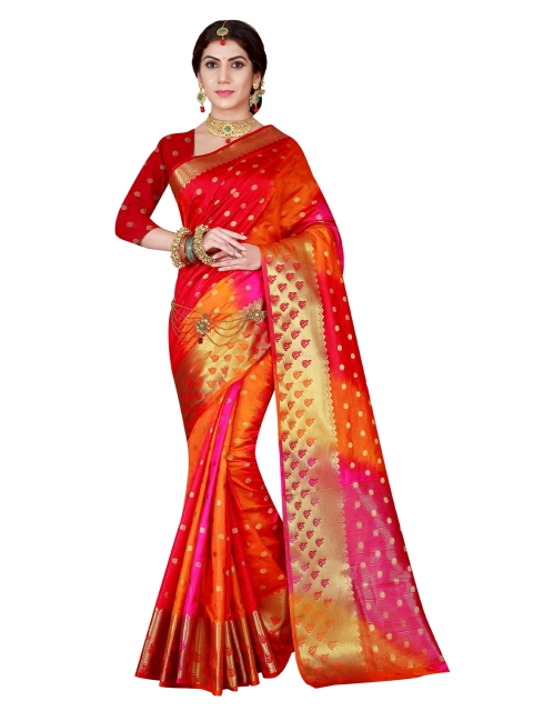 

Nimayaa Women Pink Woven Design Banarasi Silk Blend Saree