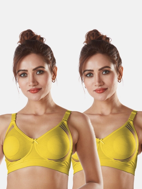 

Sonari Women Yellow Solid Pack of 2 Regular Non Padded T Shirt Bra