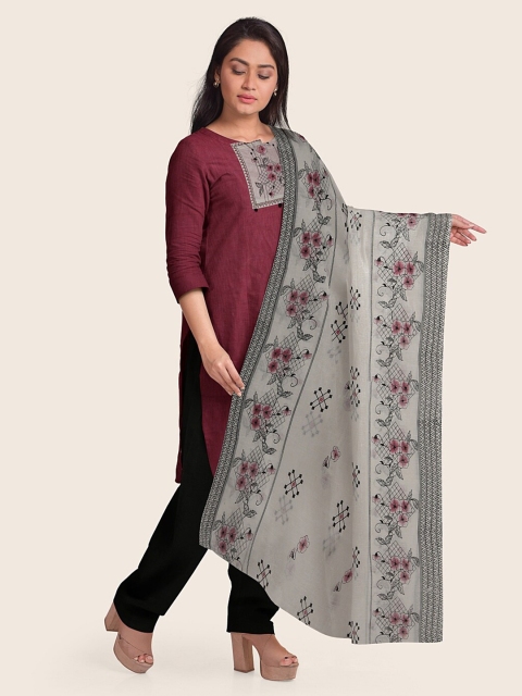 

Pothys Pink & Black Printed Pure Cotton Unstitched Dress Material