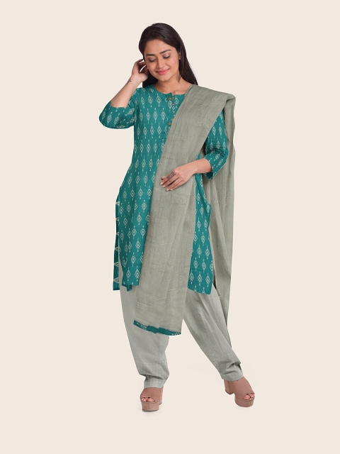 

Pothys Blue & Grey Ethnic Motifs Printed Unstitched Dress Material