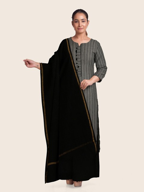 

Pothys Grey & Black Pure Cotton Unstitched Dress Material