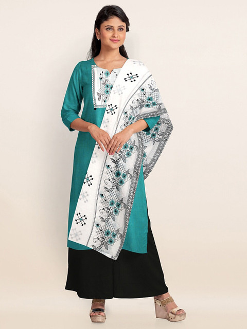 

Pothys Blue & Black Printed Pure Cotton Unstitched Dress Material