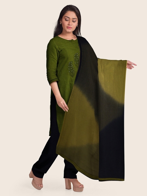 

Pothys Green & Navy Blue Embroidered Unstitched Dress Material