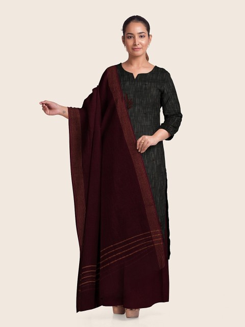 

Pothys Grey & Maroon Printed Pure Cotton Unstitched Dress Material