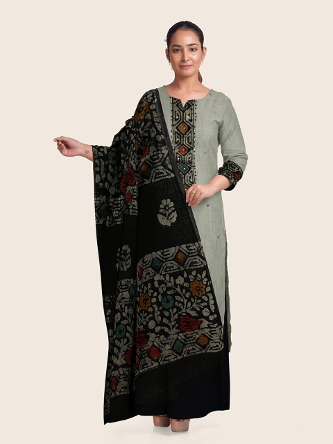 

Pothys Grey & Black Embellished Unstitched Dress Material