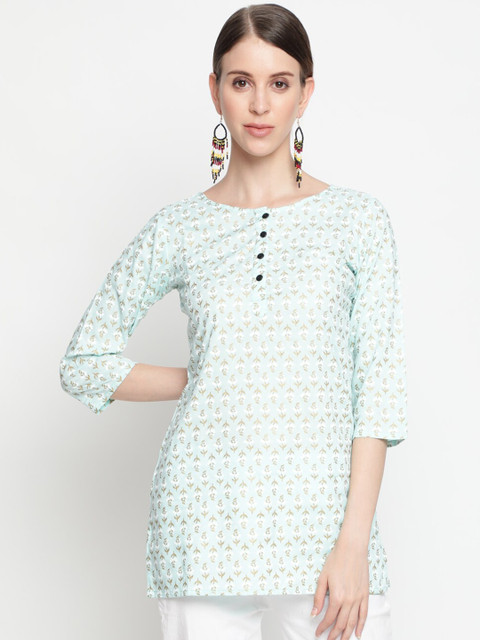 

THE NKS PLUS Turquoise Blue Print Top