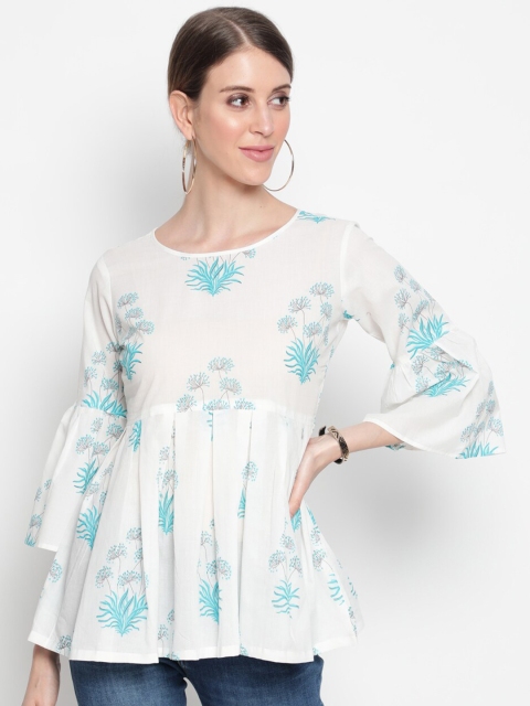 

THE NKS PLUS White Floral Print Peplum Top