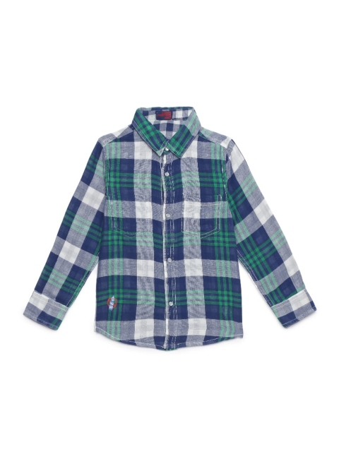 

UNDER FOURTEEN ONLY Boys Green Checked Casual Shirt