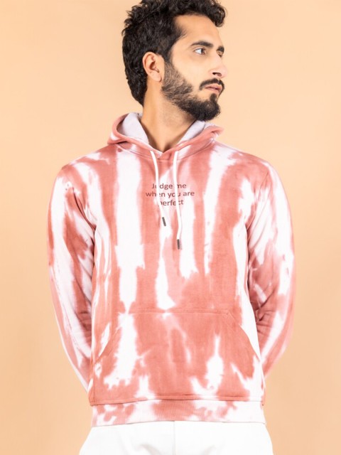 

Tistabene Men Pink & White Printed Hooded Pullover