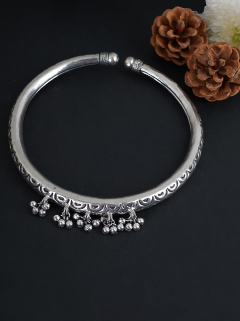 

FIROZA Silver-Toned Brass Oxidised Ghungroo Necklace