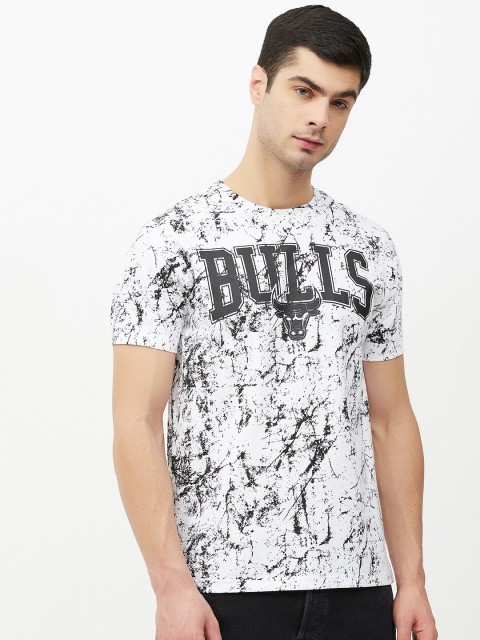 

NBA Men Black Tie & Dye Chicago Bulls Round Neck Regular Sleeves Cotton Basketball T-shirt, White