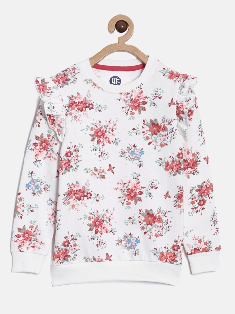 

YK Girls White Printed Sweatshirt
