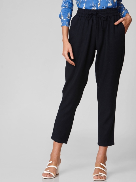 

Vero Moda Women Navy Blue Slim Fit High-Rise Trousers
