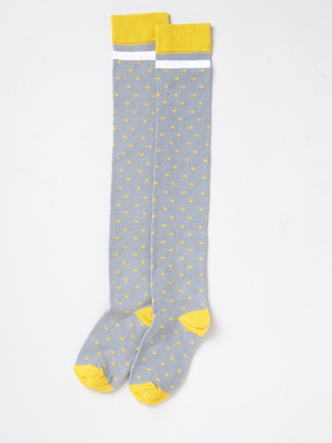 

Ed-a-Mamma Girls Grey & Yellow Polka Print Stockings