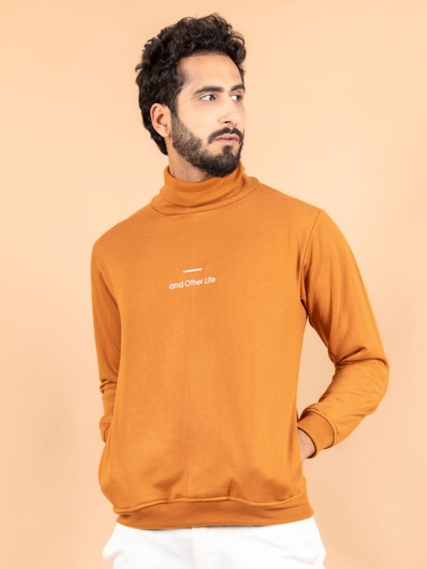 

Tistabene Men Orange Solid Turtle Neck Pullover