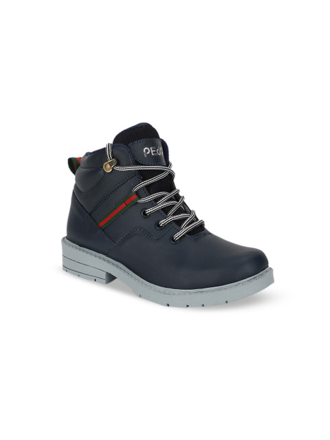 

Khadims Boys Navy Blue Solid High-Top Flat Boots with Cleated Sole