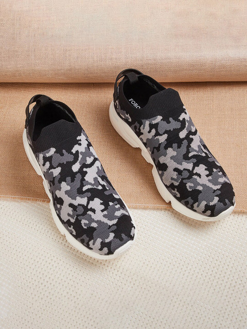 

Forca by Lifestyle Men Black & Grey Camouflage Printed Slip-On Sneakers