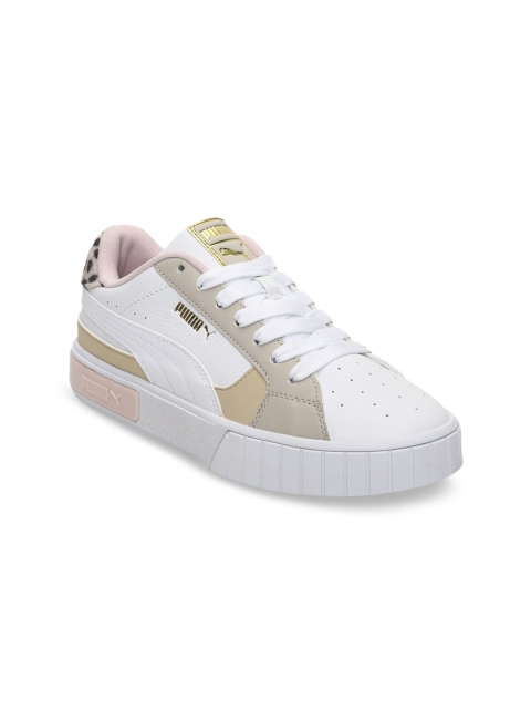 

Puma Women White Colourblocked Leather Sneakers