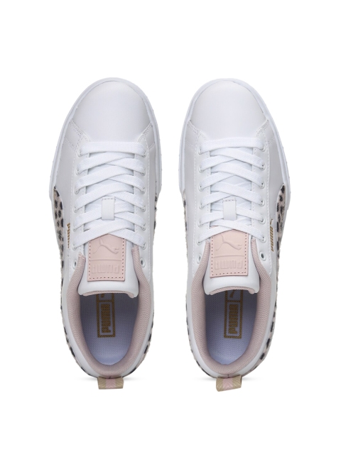 

Puma Women White Printed Leather Sneakers