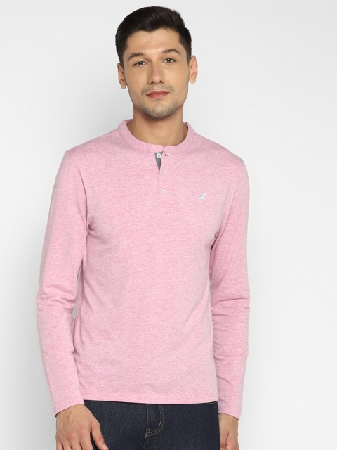 

American Crew Men Pink Henley Neck T-shirt