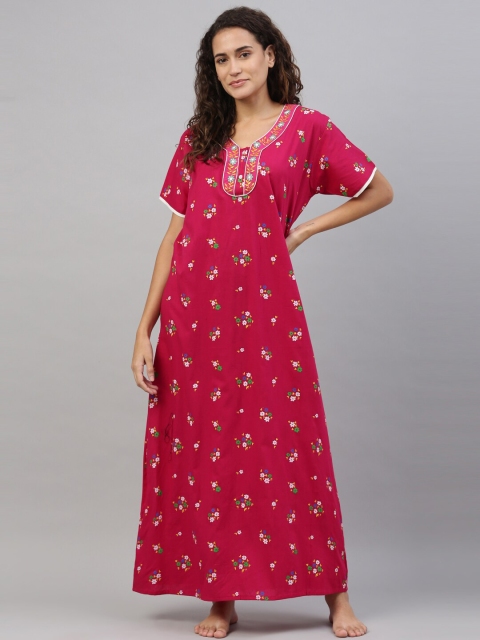 

TRUNDZ Pink Printed Organic Cotton Maxi Nightdress