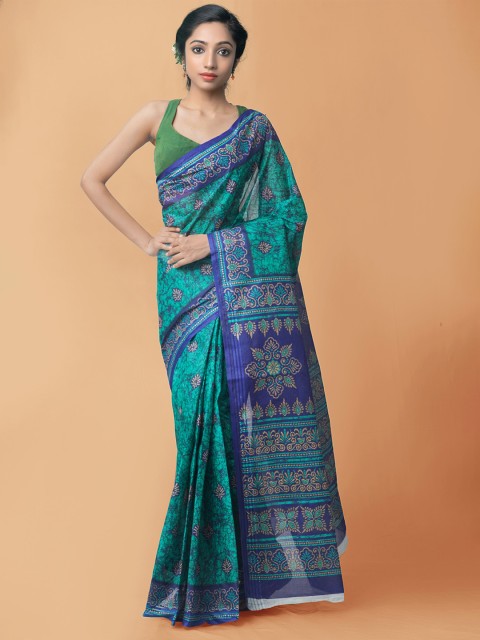 

Unnati Silks Green & Blue Ethnic Motifs Pure Cotton Kota Saree