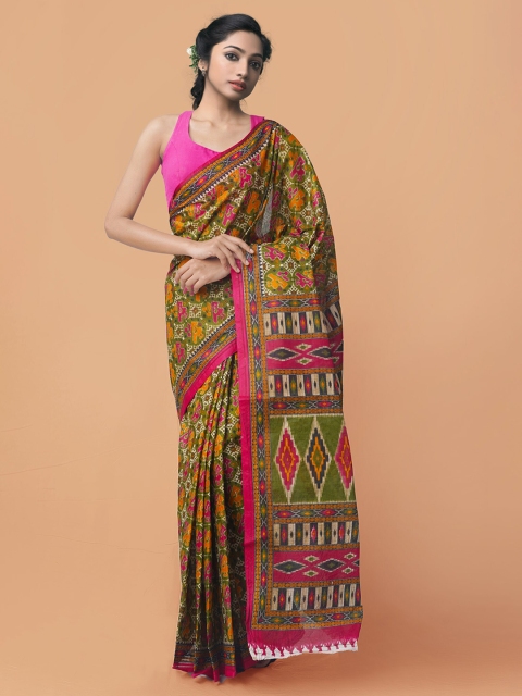 

Unnati Silks Green & Magenta Ethnic Motifs Pure Cotton Kota Saree