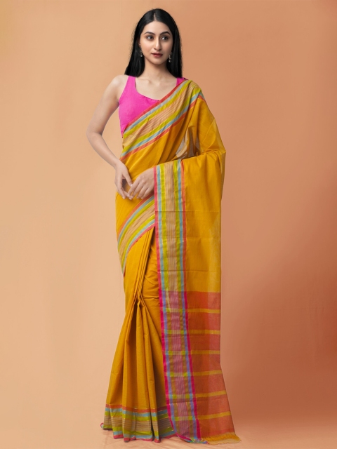 

Unnati Silks Brown & Fuchsia Zari Pure Cotton Mangalagiri Saree