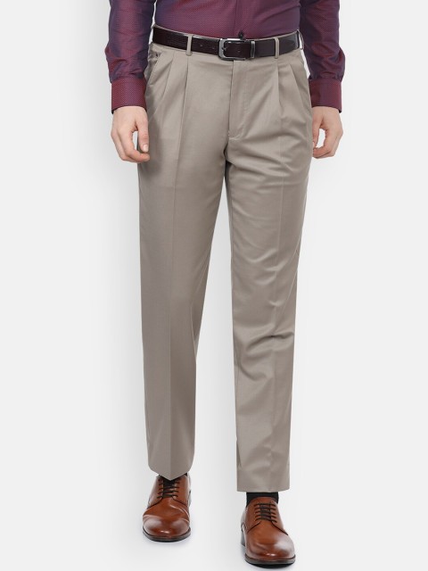 

Louis Philippe Permapress Men Khaki Pleated Trousers
