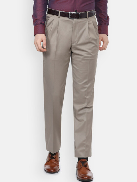 

Louis Philippe Permapress Men Khaki Pleated Trousers