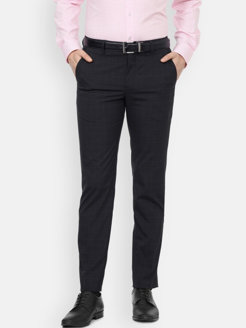 

Louis Philippe Men Black Checked Slim Fit Formal Trousers