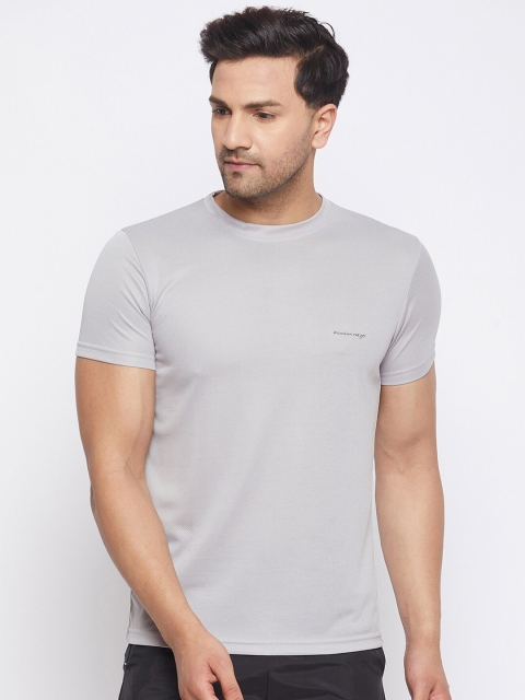 

PRINCINN MEYER Men Grey Solid Round Neck Regular Sleeves Polyester Regular Fit T-shirt