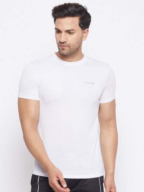 

PRINCINN MEYER Men White Solid Round Neck Regular Sleeves Polyester Regular Fit T-shirt