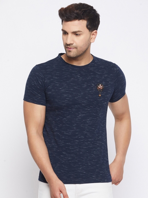 

PRINCINN MEYER Men Navy Blue Self Design Regular Sleeves Polyester Applique Regular Fit